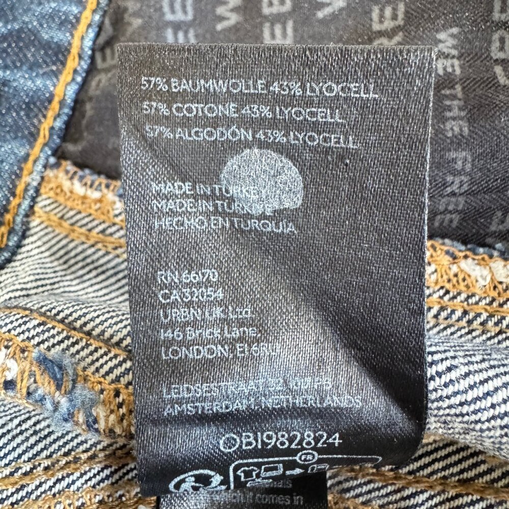 FREE PEOPLE We The Free Good Luck Mid Rise Barrel Leg Jeans in "Deep End" Sz 31 - Picture 9 of 13